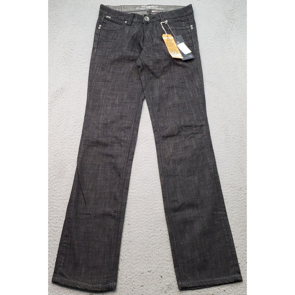 Parasuco Jeans Womens 27 Black Denim Stretch Flat Front Straight Leg Dark Wash